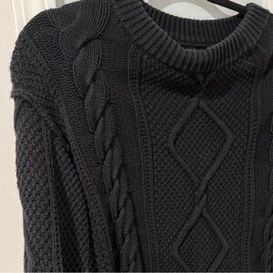 Quince Black Cable Knit Sweater